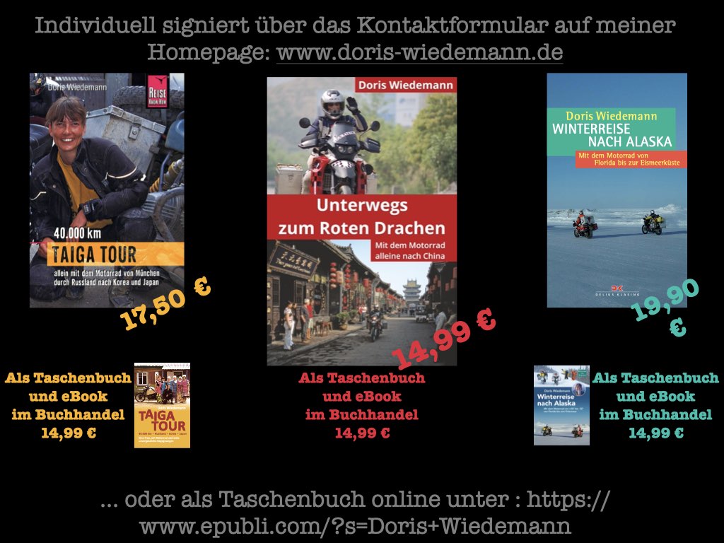 The covers of the travel books Doris Wiedemann sells including prices and order address